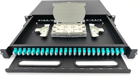 LC-SM 24 Duplex 48 Port Rack Mount Enclosure Box with Splice Trays (Drawer Type Design, Includes 1.2 Meter Pigtail and 24pcs Coupler) Fits for 19" Racks Cabinet in Saudi Arabia