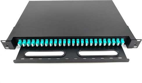 LC-SM 24 Duplex 48 Port Rack Mount Enclosure Box with Splice Trays (Drawer Type Design, Includes 1.2 Meter Pigtail and 24pcs Coupler) Fits for 19" Racks Cabinet in Saudi Arabia