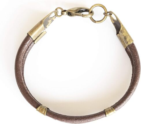 Men's Brown Bracelet, Braided Leather and Brass Bracelet, Handmade Boho Tribal Jewelry for Guys by Magoo in Saudi Arabia