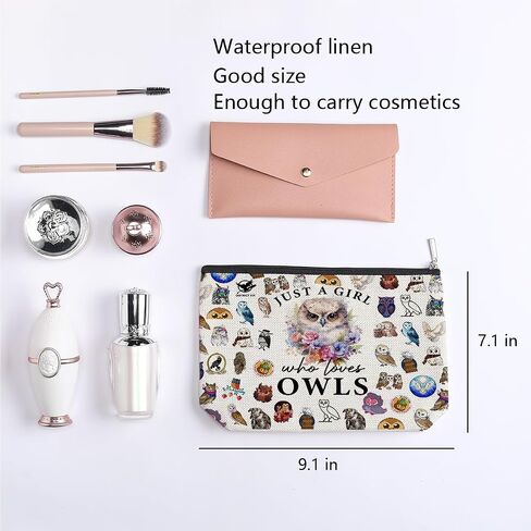 Owls Gifts for Women Owl Makeup Bag Owl Accessories Birthday Christmas Gifts for Girls Best Friend Sister Just A Girl Who Loves Owls Travel Toiletry Makeup Organizer Zipper Pouch in Saudi Arabia