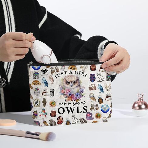 Owls Gifts for Women Owl Makeup Bag Owl Accessories Birthday Christmas Gifts for Girls Best Friend Sister Just A Girl Who Loves Owls Travel Toiletry Makeup Organizer Zipper Pouch in Saudi Arabia