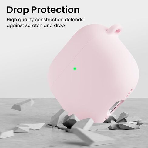 ORNARTO متوافق مع حافظة AirPods 4 2024، سيليكون ناعم واقٍ بالكامل لحافظة AirPods الجيل الرابع، غطاء جلدي مرئي بإضاءة LED أمامية - وردي طباشيري in Saudi Arabia