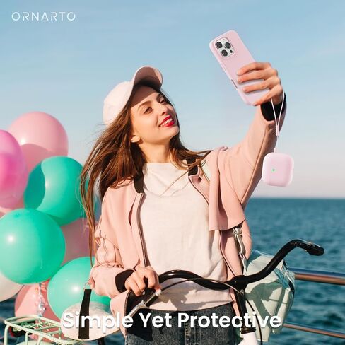 ORNARTO متوافق مع حافظة AirPods 4 2024، سيليكون ناعم واقٍ بالكامل لحافظة AirPods الجيل الرابع، غطاء جلدي مرئي بإضاءة LED أمامية - وردي طباشيري in Saudi Arabia