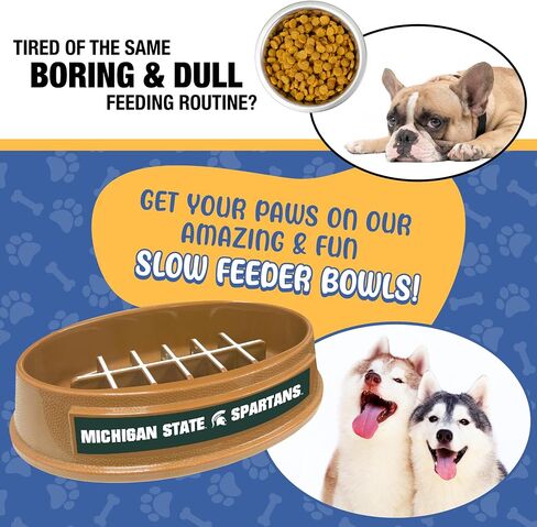 NCAA Super-Bowl - Michigan State Spartans Slow Feeder Dog Bowl. Football Design Slow Feeding Cat Bowl for Healthy Digestion. Non-Slip Pet Bowl for Large & Small Dogs & Cats in Saudi Arabia