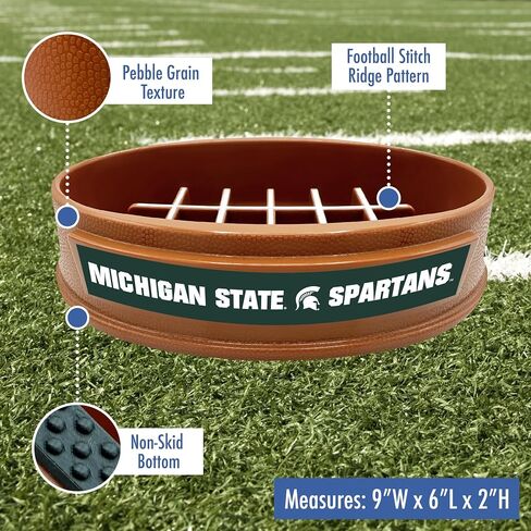 NCAA Super-Bowl - Michigan State Spartans Slow Feeder Dog Bowl. Football Design Slow Feeding Cat Bowl for Healthy Digestion. Non-Slip Pet Bowl for Large & Small Dogs & Cats in Saudi Arabia