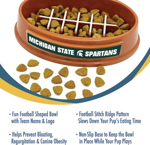 NCAA Super-Bowl - Michigan State Spartans Slow Feeder Dog Bowl. Football Design Slow Feeding Cat Bowl for Healthy Digestion. Non-Slip Pet Bowl for Large & Small Dogs & Cats in Saudi Arabia