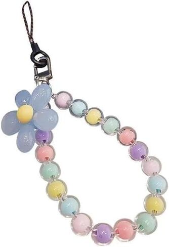 4PCS Mobile Phone Strap Beaded Flower Bracelet Creative Hanging Rope Keychain Mobile Phone Lanyard Beaded Flower Anti-Lost Phone Case Lanyard Girl Women's Wrist Strap, Cell Phone Charms Accessories in Saudi Arabia
