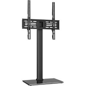FITUEYES Universal TV Stand for 32–70 inch TVs, 8 Level Height Adjustable Tall TV Stand, Tilt & Swivel Table Top TV Stand Mount, Tempered Glass Base, Holds up to 88 lbs, Max VESA 400x400mm.