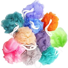 10 Pack Loofah Bath Sponge Luffa,50g Exfoliating Shower Pouf Balls for Women,Men,Scrubber Cleaning Loofah Bathing Accessories