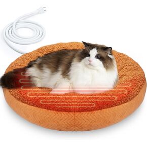 Heated Pet Beds for Indoor/Outdoor Cat & Dog Orthopedic Foam Warming Cat Beds Auto Temperature Control, Washable Cover with Waterproof Liner Thermo Kitty Electric Heating Bed