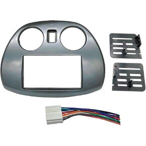 Radio Stereo Double 2 Din Dash Install Kit Mount Trim Bezel w/Wiring Harness and Factory Blue LED Compatible with Mitsubishi Eclipse