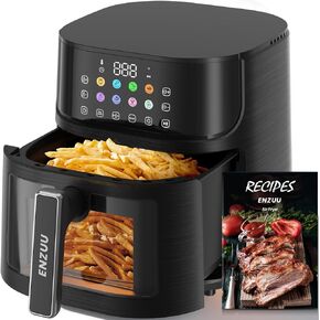 Air Fryer 11-in-1, Large 5.8 QT Airfryer with Easy View Windows, MAX 450℉ for Crispy, 85% Less Oil, Fast Roast, Preheat, Shake, Bake, Frozen, Non-Stick Basket for Easy Clean, With Professional Recipes