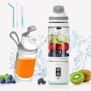 Cordless Portable Blender Rechargeable individual Small Blender for Shakes and Smoothies 24oz BPA Free Personal Blender with Travel Lid Family Travel Gyms Office (Black)