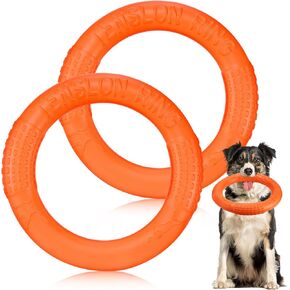 2 Pack Dog Training Ring Toys Floating Flying Pulling Dog Disc Toys Pulling Outdoor Durable Interactive Chew Toys for Medium and Large Dogs Training and Teeth Cleaning