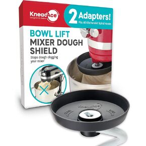 KneadAce Spiral Dough Hook Shield For kitchenaid Mixer-Prevents Dough from Clogging Your Bowl Lift Mixer- Compatible With KitchenAid Dough Hook. (With 2 Adapters-Fits All KA Spiral Hooks)