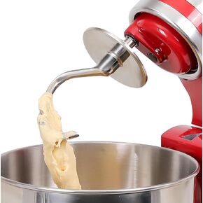 Dough Hook with Shield for KitchenAid Tilt-head and 4.5-5.0 Quart Mixers, Polished Stainless Steel Dishwasher Safe Kneading Attachment for Bread,Pasta, Pizza...