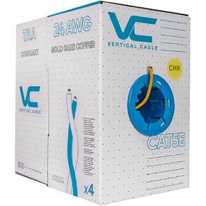 Vertical Cable Cat5e, 350 MHz, UTP, 24AWG, 8C Solid Bare Copper, 1000ft, Bulk Ethernet Cable - 151 Series, Black