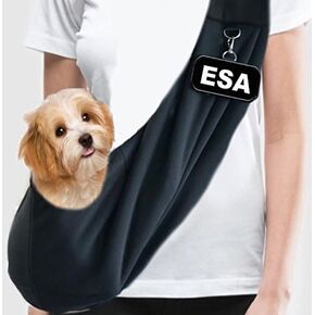 Small Emotional Support Dog Sling Carrier with ID Tag | EZ-Sling for Small Dogs | Includes Five ESA Handout Cards