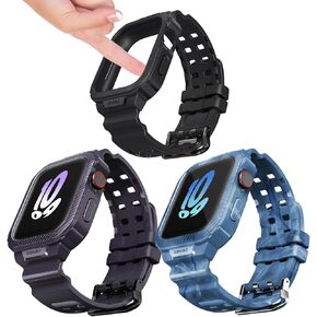 HALLEAST 3 Pack Compatible with for Apple Watch Case with Band Series 10 (46mm), 9/8/7 (45mm), TPU Bumper Cover with Breathable Sport Strap
