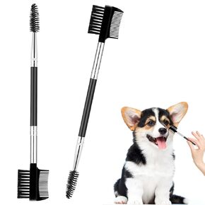 2 Pcs Black Pet Tear Comb Tear Stain Remover, Dog Eye Comb Tear Stain Remover Comb, Double Head Facial Brush and Tear Stain Removal Tool for Small Dogs, Cats