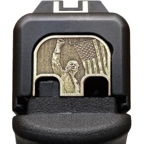 Milspin CNC Milled 3D Engraved Slide Back Plate Compatible with Glock Gen 1-5 I Made in USA (The President Trump 3D, Brass, Models G17-G41, G45)