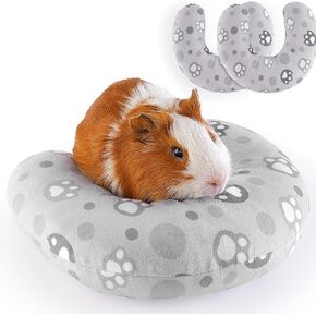 Glittme Guinea Pig Bed 2 Pack Rabbit Bed U-Shaped Bunny Bed Machine Washable Guinea Pig Pillow Soft Guinea Pig Accessories for Guinea Pig, Bunny, Ferret, Kitty, Cat Pillow