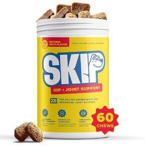 Dog Hip and Joint Supplement, 60 Soft Chews with Glucosamine, Chondroitin, MSM & Green-Lipped Mussel, Supports Mobility & Joint Health - Vet-Formulated Glucosamine for Dogs Small & Large Breeds