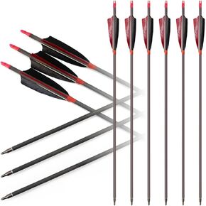 12 Pack Carbon Arrows 500 Spine Archery Targeting Arrow with Real Feathers and Field Points for Compound Recurve Bows (31 Inch)