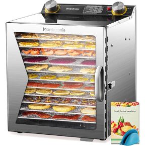 Food Meat Dehydrator Jerky, 12 Tray Full Stainless Steel Dehydrator Machine, 800W Fruit Dehydrator with 12H Timer & Temperature Control(86°F-194°F), Overheat Protection-Used for Herb, Veggies, Beef