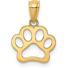 IceCarats 14K Solid Yellow Gold Dog Paw Print Pet Necklace Chain Pendant Charm