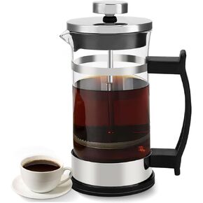 ماكينة صنع القهوة الفرنسية بالضغط، ماكينة صنع القهوة المصنوعة من زجاج البورسليكات السميك المقاوم للحرارة مع فلتر، وعاء القهوة للمطبخ، وعاء تحضير الشاي البارد، 12 أونصة، 350 مل in Kuwait