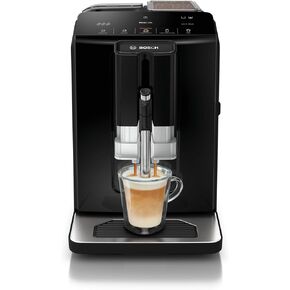Bosch TIU20109 300 Series Fully Automatic Espresso Machine with Milk Express (in-cup frother), OneTouch Milk-based Beverages and 5 Beverage Options, Black