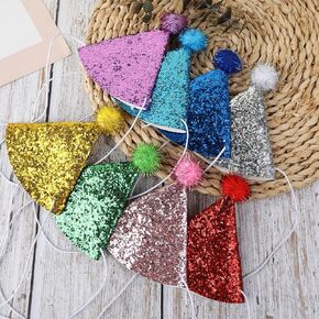 Lusofie 8pcs Mini Party Hats For Stuffed Animals Glitter Mini Party Hats Cat Birthday Hat Animal Party Birthday Decorations Party Hats for Stuffed Animals Pet Costumes