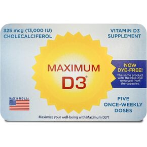 Maximum D3 13,000 IU Box, 60 Capsules Total (12 Cards/Box x 5 Capsules per Card), 60-Weeks Supply