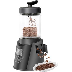 Smart Home Coffee Bean Roaster, Digital Display, Auto and Manual Modes, 300g Capacity Smokeless Chaff Collection, Transparent Viewing, Auto-Cooling, 120V