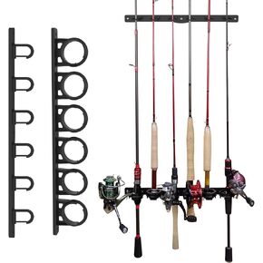 Aventik Wall Mount Fishing Rod Holder Vertical Fishing Pole Storage Garage Horizontal Fishing Pole Holder Rod Rack Organizer for Fishing(Black)