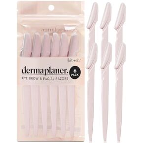 Kitsch Dermaplaning Tool - Face Razors for Women and Men, Eyebrow Trimmer & Face Shaver for Women, Facial Hair Removal for Women and Men, Dermaplane Razor for Women Face, 12 pc (Black)