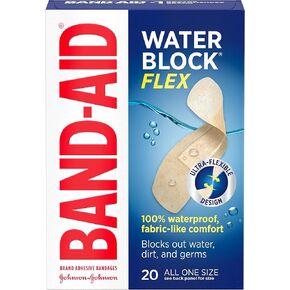 Band-Aid Brand First Aid Water Block 100% Waterproof Self-Adhesive Tape Roll for Durable Wound Care to Firmly Secure Bandages, 1 in by 10 yd