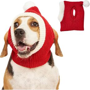 Winmany Dogs Christmas Hat with Ear Holes Small Medium Large Dog Cat Winter Knit Pompom Hat Pet Neck Warmer Ear Muffs Cute Xmas Costume (Small)