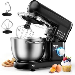 Kitchen Stand Mixer, 6Qt Household Stand Mixers, 660W 6+P Speed Tilt-Head Electric Dough Mixer, Food Mixers for Daily Use with Dough Hooks, Whisk, Beater