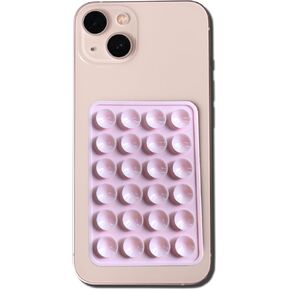 Silicone Suction Cup Phone Case Mount - Single Sided Non-Slip Holder, Hands-Free Strong Grip Silicone Phone Accessories for iPhone and Android - 3.15 x 2.17 inches (Light Pink)