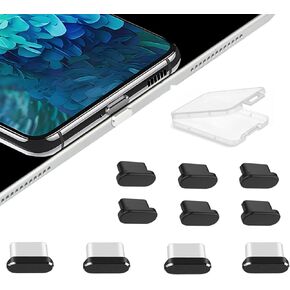 USB C Dust Plug Cover - 4 Stylish Aluminum + 6 Soft Silicone USB C Port Cover for iPhone 15, iPhone 16 Pro Max, iPad 10, iPad Air 5, iPad Mini 6, New iPad Pro, Samsung, Google and All Type C Devices