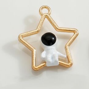 Golden Star Dust Plug Charm Cute Astronaut Earphone Jack Stopper Cap Pendant Anti Dust Plug Kawaii USB Plug Cell Phone Anti-Dust Plugs for iPhone Charge Port
