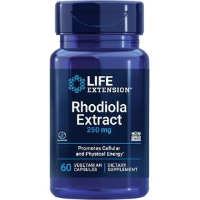 Life Extension Rhodiola Extract 250 mg – Energy and Stress Management Supplement – Memory and Cognition Support - Gluten-Free, Non-GMO, Vegetarian – 60 Capsules