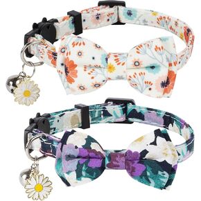 Halloween Cat Collar with Bells, Breakaway Cat Bowtie Collars, Spider Web Skull Pattern 2 Pack Safety Halloween Kitten Collars for Girl Female Boy Male Cats in Saudi Arabia