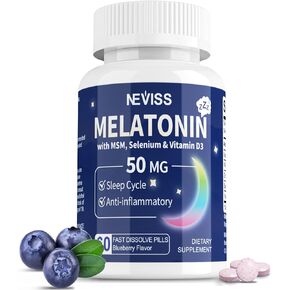 Sugar Free Melatonin 40 mg for Adults,180 Serving Fast Dissolve Sublingual Tablets, Extra Strength Melatonin with Vitamin D3,MSM & Selenium for Relaxation,Restful Deep Zzzs,Health Rest Cycle,Non Habit