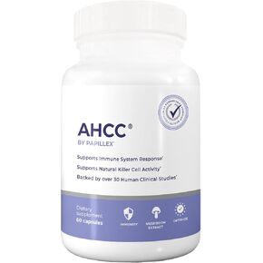 Papillex AHCC Supplement - Maximum Strength - Natural Immune Support Extract - Maintains Natural Killer Cell Activity - 20+ Human Research Studies - 60 Veggie Capsules (3 Pack)