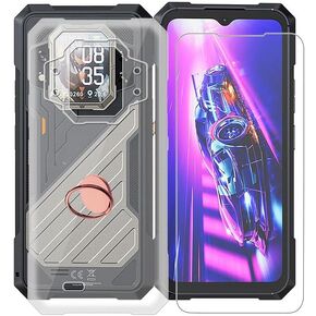 for Cubot Kingkong X Case, with [Screen Protector Tempered Glass], [360° Rotation Ring Kickstand] Slim Soft Anti-Scratch TPU Phone Cover for Cubot Kingkong X (6.58")