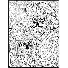 ملصق تلوين عملاق - ملصقات تلوين ضخمة لـ Dia De Los Muertos للبالغين والأطفال | لوحة فنية جدارية كبيرة | صفحات تلوين عملاقة للبنات والأولاد والحرف الفنية والمدارس والأسرة (24 بوصة × 32)