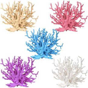 5 Pcs Coral Reef Decor Artificial Plastic Fake Faux Plants Aquarium Coral Fish Tank Decoration